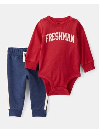 CARTERS - Baby 2-Piece Freshman Long-Sleeve Bodysuit & Pull-On Pant Set RED