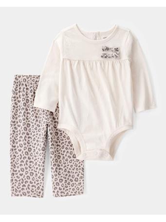 CARTERS - Baby 2-Piece Long-Sleeve Bodysuit & Pull-On Leopard Pants IVORY