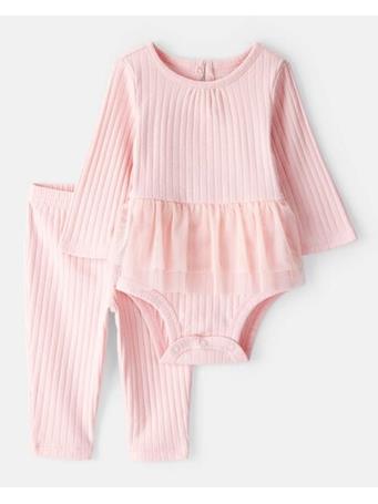 CARTERS - Baby Girl 2-Piece Ribbed Tutu Bodysuit Pant Set PINK