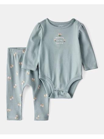 CARTERS - Baby 2-Piece "Mommy's Bestie" Bodysuit & Pants Set GREEN