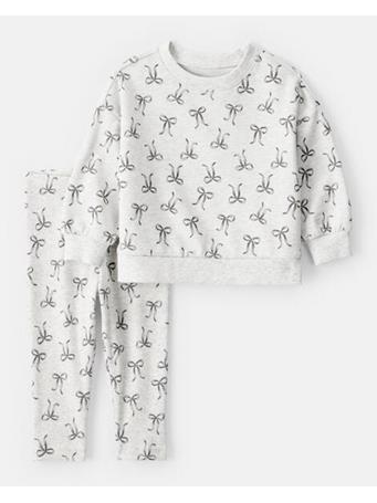 CARTERS - Baby Girl Bow Print Long-Sleeve Tee & Pant Set IVORY
