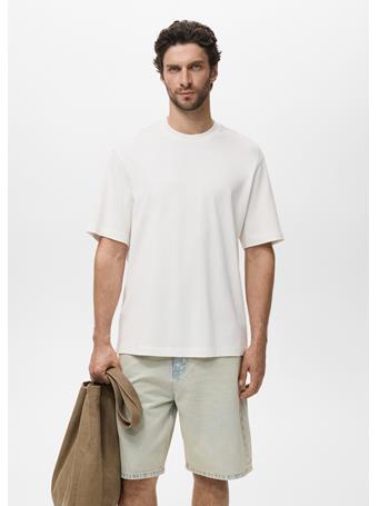 MANGO - 100% Cotton Relaxed-fit T-shirt OFF WHITE