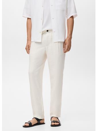 MANGO - Straight-fit Pleated Pants OFF WHITE