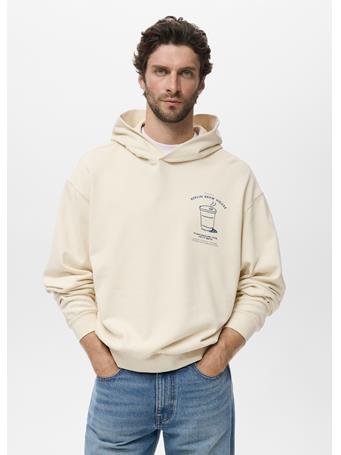MANGO - Graphic Hooded Sweatshirt CREAM