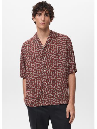 MANGO - Printed Fluid Regular-fit Shirt DK PINK
