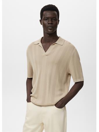 MANGO - Ribbed Knit Polo Shirt GREY
