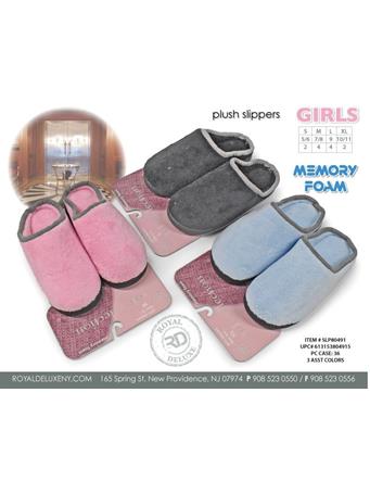 ROYAL DELUXE - Girl's Memory Foam Slipper with Pom Pom Top MULTI