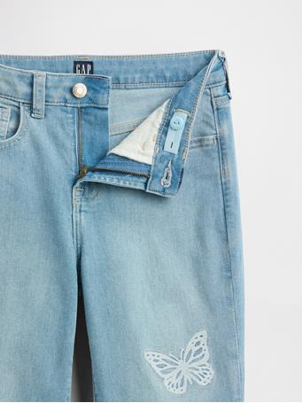 GAP - Kids High Rise Embroidered '70s Flare Jeans LIGHT WASH INDIGO 118