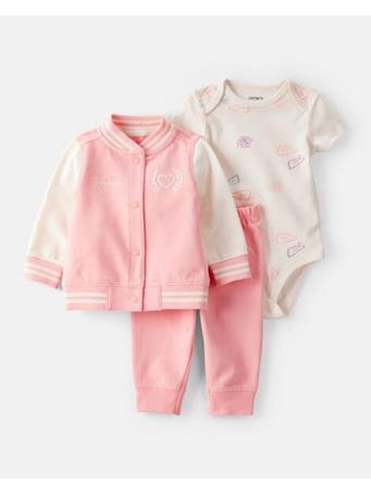 CARTERS - Baby Girl 3-Piece Varsity Freshman Little Jacket Set PINK
