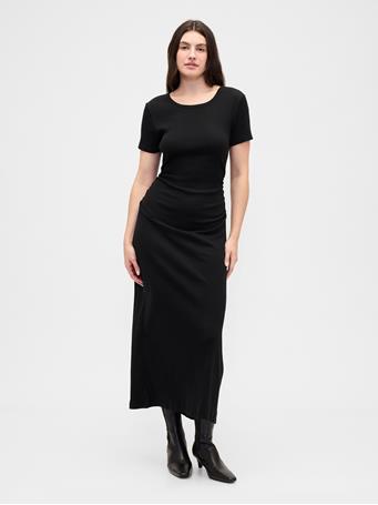 GAP - Ribbed T-Shirt Maxi Dress TRUE BLACK