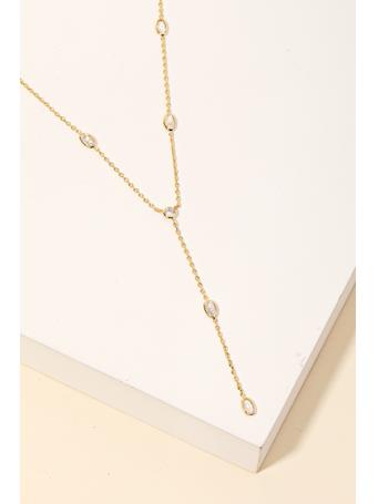 ANARCHY STREET - Dainty Chain Rhinestone Y Necklace GOLD