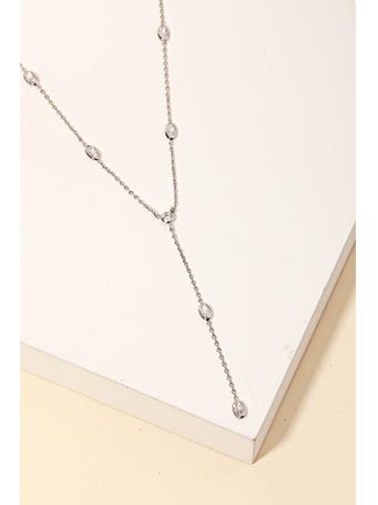 ANARCHY STREET - Dainty Chain Rhinestone Y Necklace SILVER