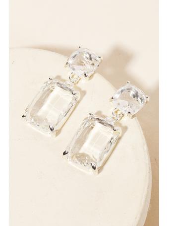 ANARCHY STREET - Rectangle Crystal Drop Earrings SILVER
