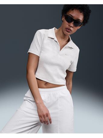 NIKE - Sportswear Essential Women's Short-Sleeve Polo Top BIRCH HEATHER