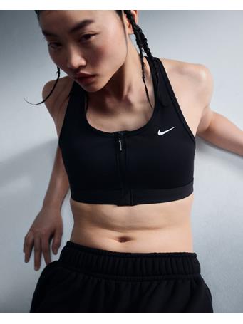 NIKE - Swoosh Front Zip Women's Medium-Support Padded Sports Bra BLACK
