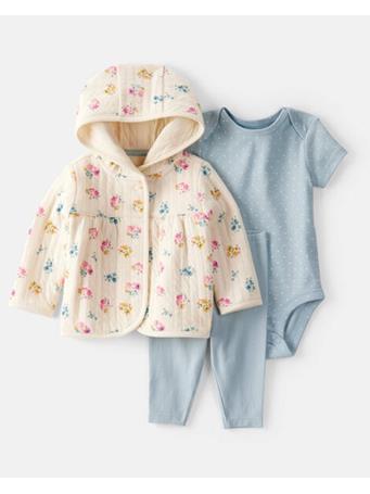 CARTERS - Baby 3-Piece Floral Quilted Little Jacket Set IVORY
