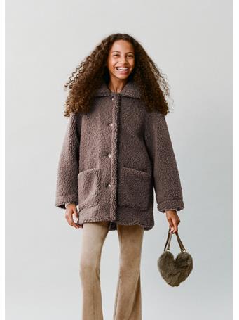 MANGO - Shearling-effect Coat BROWN