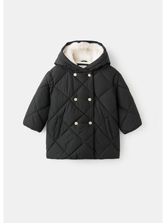 MANGO - Long Anorak With Fur-effect Lining BLACK