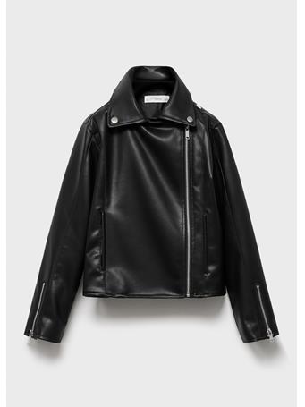 MANGO - Leather-effect Biker Jacket BLACK