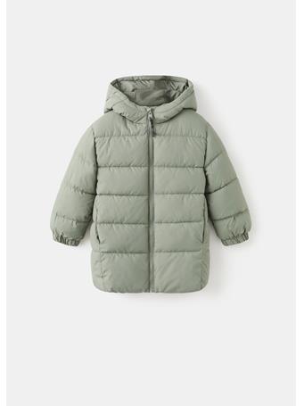 MANGO - Long Padded Anorak With Hood GREEN