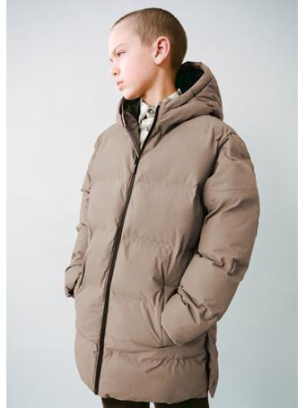 MANGO - Long Padded Anorak With Hood BROWN