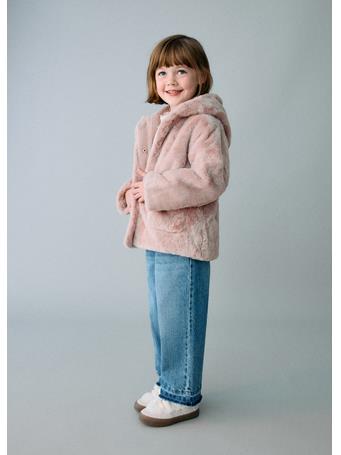 MANGO - Hooded Fur-effect Coat PINK