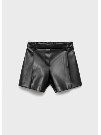 MANGO - Leather-effect Shorts BLACK