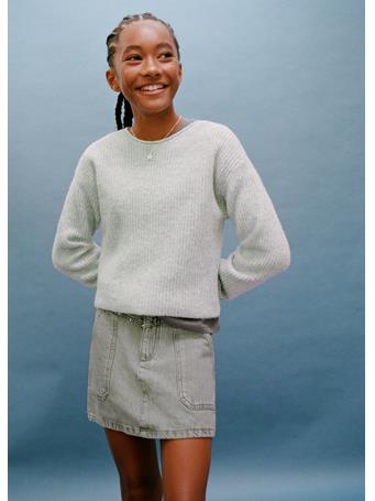 MANGO - Knitted Ribbed Sweater GRAY