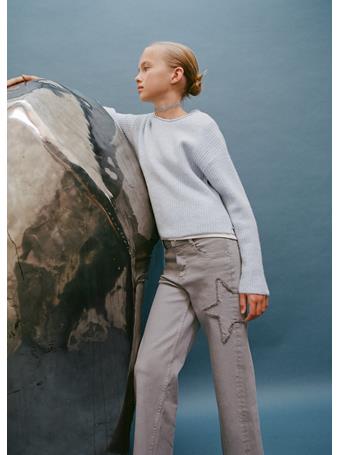 MANGO - Knitted Ribbed Sweater LIGHT BLUE