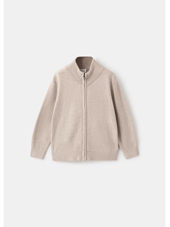 MANGO - Zipped Knit Cardigan BEIGE