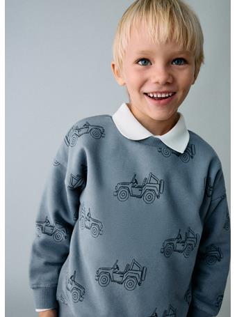 MANGO - Printed Cotton Sweatshirt MED BLUE