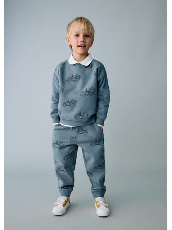 MANGO - Printed Cotton Joggers MED BLUE