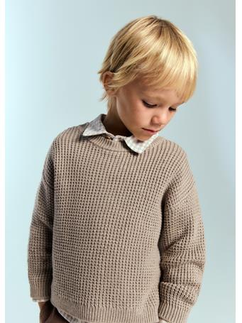 MANGO - Knitted Cotton Sweater BROWN