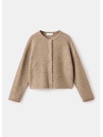 MANGO - Knitted Button Cardigan BROWN