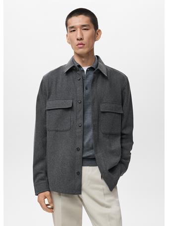 MANGO - Wool Overshirt With Pockets GREY