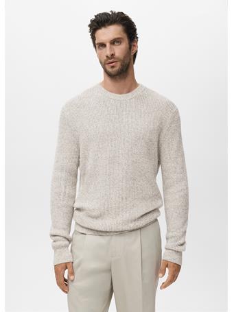 MANGO - 100% Cotton Specked Sweater OFF WHITE