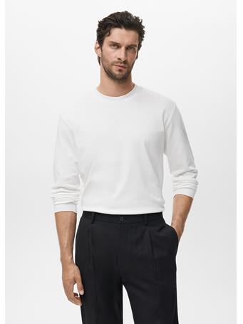 MANGO - Long-sleeved Regular-fit T-shirt WHITE