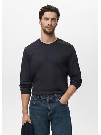 MANGO - Long-sleeved Regular-fit T-shirt NAVY