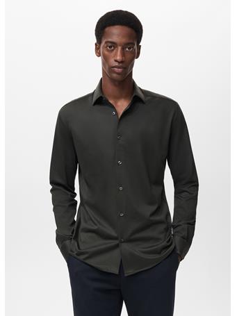 MANGO - Comfort Stretch Non-iron Shirt OLIVE