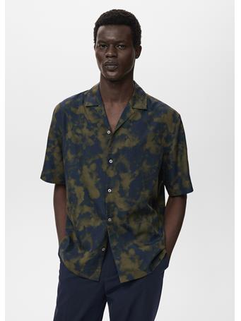 MANGO - Printed Fluid Regular-fit Shirt DK GREEN