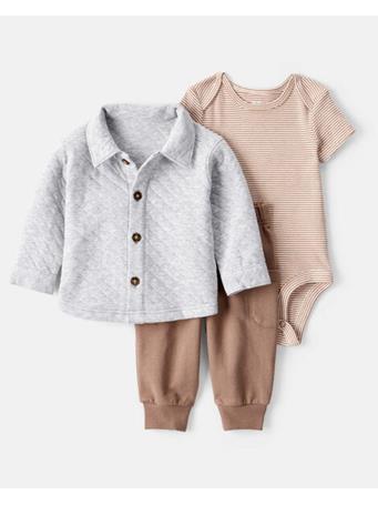 CARTERS - Baby Boy 3-Piece Cardigan, Bodysuit & Pant Set BROWN