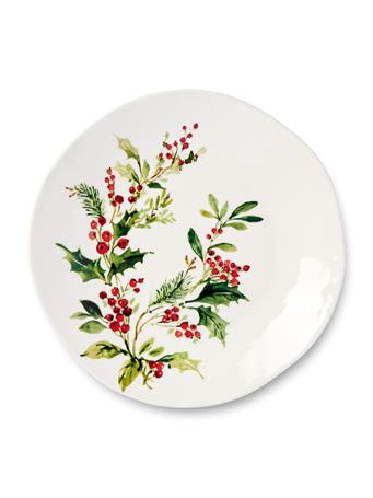 THE RUSTIC MARKET - Holly and Vines Dinner Plate WHITE