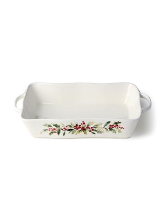 THE RUSTIC MARKET - Holly and Vines Rectangular Baker WHITE