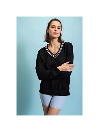 RAE MODE - Quick Dry V-neck Long Sleeve Sweatshirt BLACK