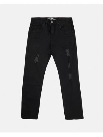 XRAY JEANS - Boys Slim Fit Distressed Ripped and Repaired Jeans With Small Fashion Rips BLACK