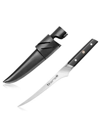 CANGSHAN CUTLERY - TC Series 7-Inch Fillet Knife with Leather Sheath BLACK
