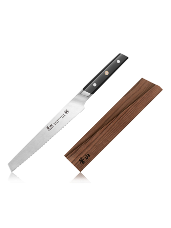 CANGSHAN CUTLERY - TC Series 8-Inch Bread Knife with Ash Wood Sheath BLACK