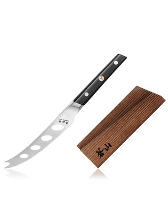 CANGSHAN CUTLERY - TC Series 5-Inch Tomato/Cheese Knife with Ash Wood Sheath BLACK