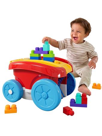 MATTEL - MEGA BLOKS First Builders Block Scooping Wagon With Storage - 20 Pieces NO COLOR