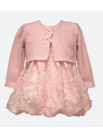 BONNIE JEAN - Marie Bubble Dress with Cardigan PINK
